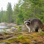 A raccoon outdoors while a Canadian pet owner checks wildlife rules and safety advice.