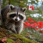 wild raccoon outdoors for article about pet raccoon laws in Canada