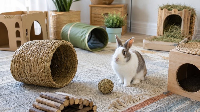 safe indoor rabbit play area for exercise and enrichment